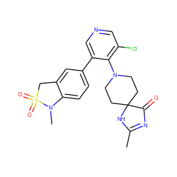 CC1=NC(=O)C2(CCN(c3c(Cl)cncc3-c3ccc4c(c3)CS(=O)(=O)N4C)CC2)N1 ZINC000653842130