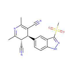 CC1=NC(C)=C(C#N)[C@@H](c2ccc3[nH]nc(S(C)(=O)=O)c3c2)[C@@H]1C#N ZINC000169694580