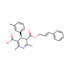 CC1=NC(C)=C(C(=O)O)[C@@H](c2cccc(C)c2)C1C(=O)OC/C=C/c1ccccc1 ZINC000100061659