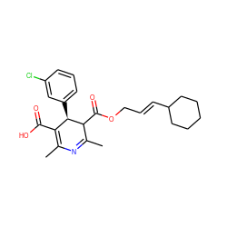 CC1=NC(C)=C(C(=O)O)[C@@H](c2cccc(Cl)c2)C1C(=O)OC/C=C/C1CCCCC1 ZINC000028568453