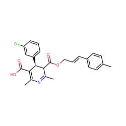 CC1=NC(C)=C(C(=O)O)[C@@H](c2cccc(Cl)c2)C1C(=O)OC/C=C/c1ccc(C)cc1 ZINC000028568434