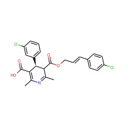 CC1=NC(C)=C(C(=O)O)[C@@H](c2cccc(Cl)c2)C1C(=O)OC/C=C/c1ccc(Cl)cc1 ZINC000028568467