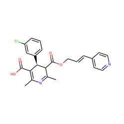 CC1=NC(C)=C(C(=O)O)[C@@H](c2cccc(Cl)c2)C1C(=O)OC/C=C/c1ccncc1 ZINC000028568457