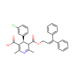 CC1=NC(C)=C(C(=O)O)[C@@H](c2cccc(Cl)c2)C1C(=O)OCC=C(c1ccccc1)c1ccccc1 ZINC000028568603