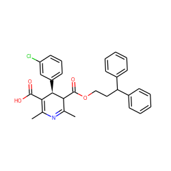 CC1=NC(C)=C(C(=O)O)[C@@H](c2cccc(Cl)c2)C1C(=O)OCCC(c1ccccc1)c1ccccc1 ZINC000028568279