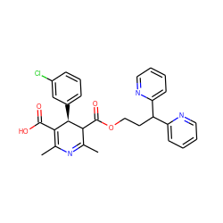 CC1=NC(C)=C(C(=O)O)[C@@H](c2cccc(Cl)c2)C1C(=O)OCCC(c1ccccn1)c1ccccn1 ZINC000028568242