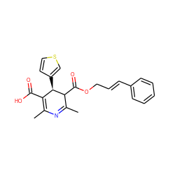 CC1=NC(C)=C(C(=O)O)[C@@H](c2ccsc2)C1C(=O)OC/C=C/c1ccccc1 ZINC000028568146