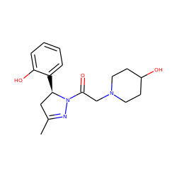 CC1=NN(C(=O)CN2CCC(O)CC2)[C@H](c2ccccc2O)C1 ZINC000084616121