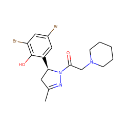 CC1=NN(C(=O)CN2CCCCC2)[C@H](c2cc(Br)cc(Br)c2O)C1 ZINC000299864085