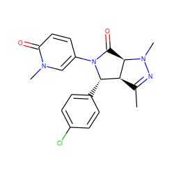 CC1=NN(C)[C@@H]2C(=O)N(c3ccc(=O)n(C)c3)[C@@H](c3ccc(Cl)cc3)[C@H]12 ZINC000261106363