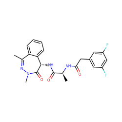 CC1=NN(C)C(=O)[C@@H](NC(=O)[C@H](C)NC(=O)Cc2cc(F)cc(F)c2)c2ccccc21 ZINC000028899732