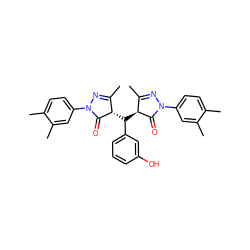 CC1=NN(c2ccc(C)c(C)c2)C(=O)[C@H]1C(c1cccc(O)c1)[C@@H]1C(=O)N(c2ccc(C)c(C)c2)N=C1C ZINC000017885403