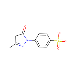 CC1=NN(c2ccc(S(=O)(=O)O)cc2)C(=O)C1 ZINC000004014675