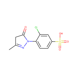 CC1=NN(c2ccc(S(=O)(=O)O)cc2Cl)C(=O)C1 ZINC000004016139