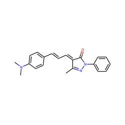 CC1=NN(c2ccccc2)C(=O)/C1=C/C=C/c1ccc(N(C)C)cc1 ZINC000100254521