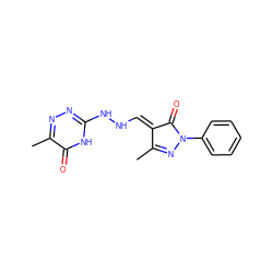 CC1=NN(c2ccccc2)C(=O)/C1=C/NNc1nnc(C)c(=O)[nH]1 ZINC000018085829