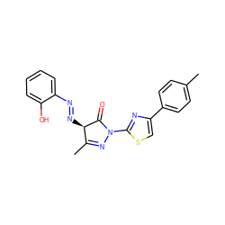 CC1=NN(c2nc(-c3ccc(C)cc3)cs2)C(=O)[C@@H]1N=Nc1ccccc1O ZINC000299813040