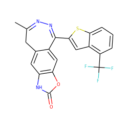 CC1=NN=C(c2cc3c(C(F)(F)F)cccc3s2)c2cc3oc(=O)[nH]c3cc2C1 ZINC000169703949