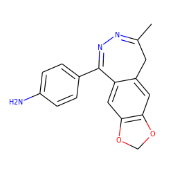 CC1=NN=C(c2ccc(N)cc2)c2cc3c(cc2C1)OCO3 ZINC000000004264