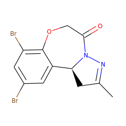 CC1=NN2C(=O)COc3c(Br)cc(Br)cc3[C@@H]2C1 ZINC000095585668