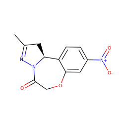 CC1=NN2C(=O)COc3cc([N+](=O)[O-])ccc3[C@@H]2C1 ZINC000095582161