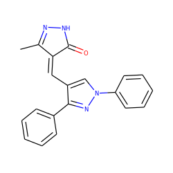 CC1=NNC(=O)/C1=C\c1cn(-c2ccccc2)nc1-c1ccccc1 ZINC000100529780