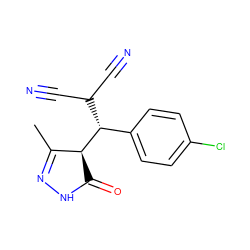 CC1=NNC(=O)[C@@H]1[C@@H](c1ccc(Cl)cc1)C(C#N)C#N ZINC000100548411