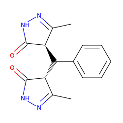 CC1=NNC(=O)[C@@H]1C(c1ccccc1)[C@H]1C(=O)NN=C1C ZINC000100548170