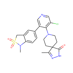 CC1=NNC(=O)C12CCN(c1c(Cl)cncc1-c1ccc3c(c1)CS(=O)(=O)N3C)CC2 ZINC000653850853