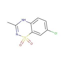 CC1=NS(=O)(=O)c2cc(Cl)ccc2N1 ZINC000003872277