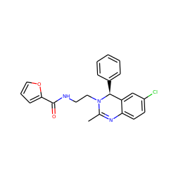 CC1=Nc2ccc(Cl)cc2[C@H](c2ccccc2)N1CCNC(=O)c1ccco1 ZINC000058650442