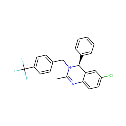 CC1=Nc2ccc(Cl)cc2[C@H](c2ccccc2)N1Cc1ccc(C(F)(F)F)cc1 ZINC000072123220