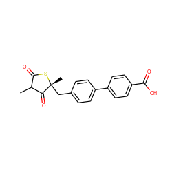 CC1C(=O)S[C@](C)(Cc2ccc(-c3ccc(C(=O)O)cc3)cc2)C1=O ZINC000101125896