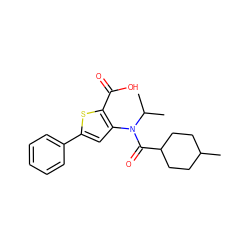 CC1CCC(C(=O)N(c2cc(-c3ccccc3)sc2C(=O)O)C(C)C)CC1 ZINC000003648490