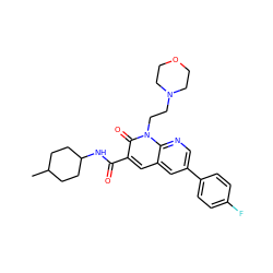 CC1CCC(NC(=O)c2cc3cc(-c4ccc(F)cc4)cnc3n(CCN3CCOCC3)c2=O)CC1 ZINC000299820481