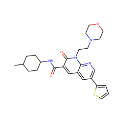 CC1CCC(NC(=O)c2cc3cc(-c4cccs4)cnc3n(CCN3CCOCC3)c2=O)CC1 ZINC000299821976