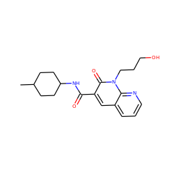 CC1CCC(NC(=O)c2cc3cccnc3n(CCCO)c2=O)CC1 ZINC000299836228