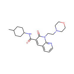 CC1CCC(NC(=O)c2cc3cccnc3n(CCN3CCOCC3)c2=O)CC1 ZINC000040878087