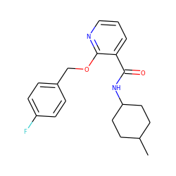 CC1CCC(NC(=O)c2cccnc2OCc2ccc(F)cc2)CC1 ZINC000103266707