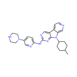 CC1CCC(n2c3cnccc3c3cnc(Nc4ccc(N5CCNCC5)cn4)nc32)CC1 ZINC000117687057