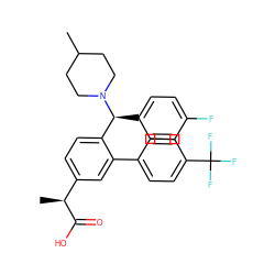 CC1CCN([C@@H](c2ccc(F)cc2)c2ccc([C@H](C)C(=O)O)cc2-c2ccc(C(F)(F)F)cc2)CC1 ZINC000095558730