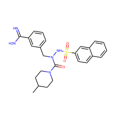 CC1CCN(C(=O)N(Cc2cccc(C(=N)N)c2)NS(=O)(=O)c2ccc3ccccc3c2)CC1 ZINC000029321653