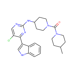 CC1CCN(C(=O)N2CCC(Nc3ncc(Cl)c(-c4c[nH]c5ccccc45)n3)CC2)CC1 ZINC000028896612