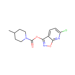 CC1CCN(C(=O)Oc2noc3nc(Cl)ccc23)CC1 ZINC000148394858