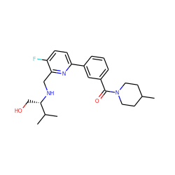 CC1CCN(C(=O)c2cccc(-c3ccc(F)c(CN[C@@H](CO)C(C)C)n3)c2)CC1 ZINC000204420089