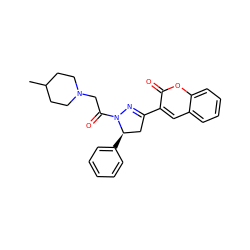 CC1CCN(CC(=O)N2N=C(c3cc4ccccc4oc3=O)C[C@H]2c2ccccc2)CC1 ZINC000084604553