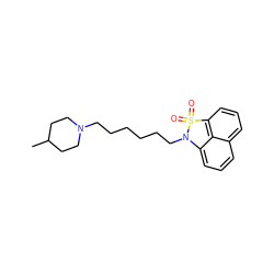 CC1CCN(CCCCCCN2c3cccc4cccc(c34)S2(=O)=O)CC1 ZINC000013531219