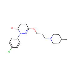 CC1CCN(CCCOc2ccc(=O)n(-c3ccc(Cl)cc3)n2)CC1 ZINC000653883080