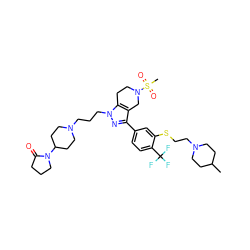 CC1CCN(CCSc2cc(-c3nn(CCCN4CCC(N5CCCC5=O)CC4)c4c3CN(S(C)(=O)=O)CC4)ccc2C(F)(F)F)CC1 ZINC000049793102