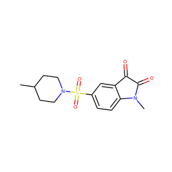 CC1CCN(S(=O)(=O)c2ccc3c(c2)C(=O)C(=O)N3C)CC1 ZINC000103229716